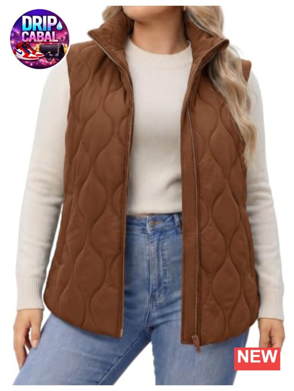 Plus Size Puffer Vest Quilted Jacket Zip Up Stand Collar Sleeveless Lightweight